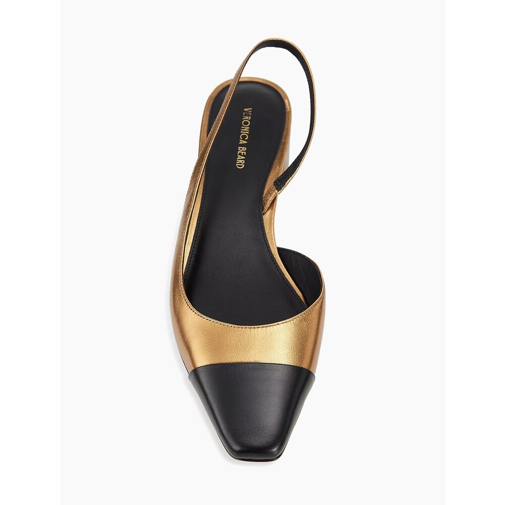 Veronica Beard Metallic Gold and Black Slingback Heels